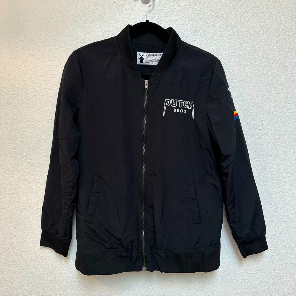 Dutch bros black bomber jacket size S